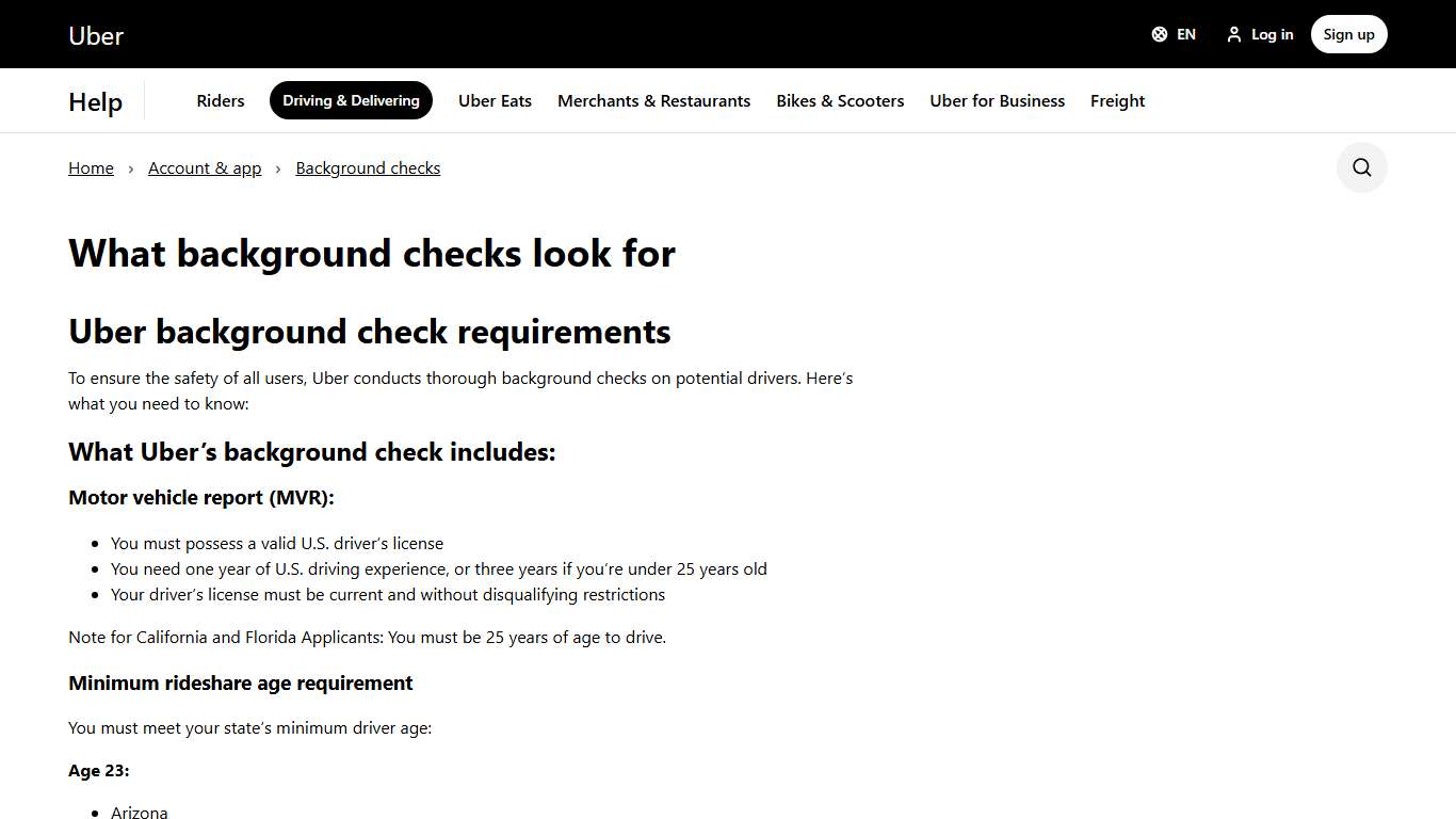 What background checks look for | Driving & Delivering | Uber Help